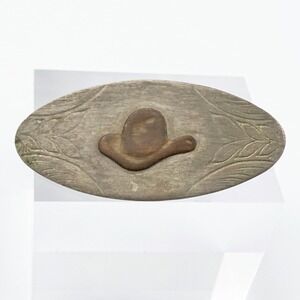 Vintage Unique‎ Artisan Belt Buckle Hand Engraved Brass Cowboy Hat